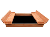 Keezi Kids Sandpit Wooden Sandbox Sand Pit Foldable Seat Outdoor Beach Toys 90cm SAND-SQUARE-95