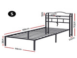 Artiss Bed Frame Single Size with Charging Station WAVE MBED-D-WAVE-S-BK
