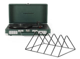 Crosley Cruiser Bluetooth Portable Turntable - Emerald Green Gadhouse Vinyl Rack Bundle - Black V398-CR8005FVR-EM4