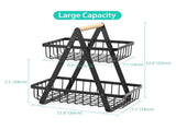 Storage Basket Iron Wood 2 Layers Detachable Fruit Vegetable Shelf Rack for Living Room Kitchen V1294-YM0716-3117220184712