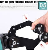 Angle Grinder Belt Sander Attachment Metal Bracket with Three Roller Support for Pipe Tube 360 V1341-ZY-9TSSYUPP-ROUNDTUBESANDERM14