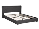 Artiss Double Bed Frame Gas Lift Storage Bed with Charging Ports Upholstered Geometric Headboard BFRAME-G-MORFEI-D-BK-ABC
