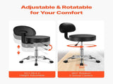Round Rolling Stool, PU Leather Rolling Stool with Backrest, 360&deg Swivel Drafting Stool with V952-YDHSJSYXYKBWDYI0TV0