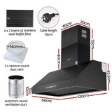 Devanti 1200mm Commercial BBQ Range Hood Dual Motor W/ Remote Control Black RH-RC-BBQ-1200