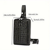 Black Gray Men'S Chest Bag Crocodile Embossed Bag Travel Bag Men Adjustable Strap Bag V1347-127-GRA-69936