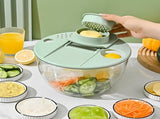 2 in 1 Salad Spinner and Vegetable Chopper 6 Interchangeable Bs 420 Steel BPA Free Bowl V1263-JX-8015