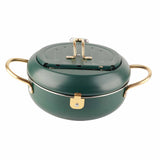 Frying Pot with Thermometer Japanese Stainless Steel Fryer Pan for Induction Cooker Deep Green V1294-YM0718-3118200267111