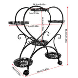 6 Potted Heart-shaped Metal Tall Plant Stand Rolling Garden Cart Flower Racks AU V767-HJ-XZ1747