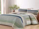 Khaki Green Stripe Bloom Bedspread Coverlet 3 Piece Set V745-AC081581Q13U