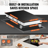 Electric Cooktop, 12 inch 2 Burners Built-in Electric Stove Top, 3000W Ceramic Radiant Cooktop with V952-Q12INCH3000W2U7DKV3