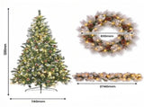 Christabelle 1.2m Pre-Lit LED Tree 61cm Alpine Snow Wreath Prelit 2.74m Alpine Snow Christmas G CMB-JFA120LED-WGP