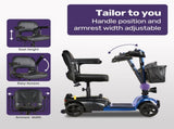 EQUIPMED FreeLite Mid-Sized Electric Foldable Mobility Scooter, Lithium Battery, Long Range and V219-HMBMSCEQ4LBB