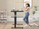 Electric Standing Desk with Drawer, One-Piece Glass Desktop, Black, 120x60cm V178-59303