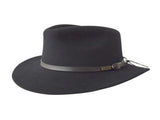 JACARU 1849 Australian 100% Wool Hat Fedora Trilby Crushable Travel - Black V563-JACARU-1849-BLK-S