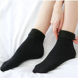 6 Pairs Large Thick Fur THERMAL HEATED SOCKS Warm Winter Work Ski Reversible V563-W8253-BLACK-6PAIRS