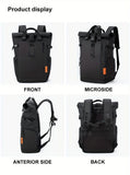Roll-Top Backpack Travel Backpack Water-Resistant Backpack Unisex Backpack - Black - Size M V1347-127-40736-BLK-M