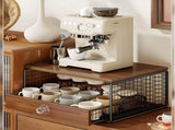 Coffee Machine Stand,Coffee Capsule Storage, Kitchen Counter Organizer with Drawer& Wire Basket, V1337-A9-C57U-QV30