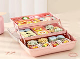 3 Tiers Desktop Storage Box Clear Cover Large Capacity Multi Grids Desk Organization Container for V1294-YM0706-3117230257111