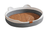 Handwoven Cotton Rope Cat Bed with Adorable Cat-Ear Design, Breathable Oval Nest with Front Opening V1341-ZY-XQJER22K-E2