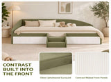Artiss Single Upholstered Daybed, Centre Stair, Olive Green XFSI-DBRK641S-AB