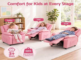 Keezi Kids Recliner Chair PU Leather Toddler Lounge Adjustable Backrest w/ Armrest Storage & 2 Side KID-RECLINER-PU-PK