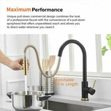 2023 Brushed Gold Spout Matte Black pull out with spray function kitchen mixer tap faucet V549-EB373451323482