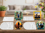 4 Pcs Resin Molds Picture Frame with Stand Holder Rectangle and Oval Photo Frames Silicone Molds V1369-AZ3-W-17903