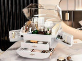 WHITE Luxury Transparent Flip-top Cosmetic Organizer, Large Capacity with Smart Compartments, V1232-HZSNX005