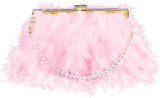 Feather Clutch Purses for Women, Evening Bags Furry Purse with 2 Chains Wedding Bride Fringe Glossy V1259-DP01-A-1085