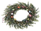 18 Inch Artificial Easter Wreath with Pastel Eggs Colorful Berries Easter Egg Wreath for Front Door V1294-YM0901-3115250001311