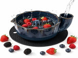 Berry Bowls with Holes Ceramic - Berry Vortex Bowl Ceramic, Self Spinning Fruit Washer Spinner, V1107-122-70863-BLU