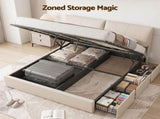 Artiss King Bed Frame Gas Lift Storage 3 Drawers Adjustable Headboard Platform Base BFRAME-G-APEX-K-BG-ABC