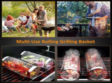 2PCS Rolling Grill Baskets for Outdoor Grill, Egg Accessories-Set Includes Fork, Hook, and Oil V1192-AZ-W-2806