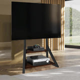 2 Tiers Black Shelves Heavy Duty Universal Tv Floor Stand For 32-75 Inches V767-U-Z1187
