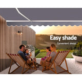 Instahut Retractable Folding Arm Awning Motorised Sunshade 2.5Mx2M Grey AWN-B-ARM-REMOTE-25X20-GREY