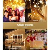 12.5M Christmas Lights Solar Icicle String Light Warm White Jingle Jollys XMAS-LED-500-IC-WARM-SLA