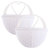 Set of 2 White Plastic Wall Hanging Flower Baskets for Indoor and Outdoor Decoration V1366-AZ2-W-19165