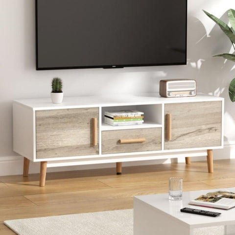 Artiss TV Cabinet Entertainment Unit 120cm Wood White Gino FURNI-G-CHIC-TV-WH-WD