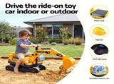 Keezi Kids Ride On Toy Car Bulldozer and Digger with Helmet Outdoor Sandpit Toys Yellow PLAY-CAR-BULXDIG