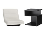 Artiss Swivel Floor Chair and Bedside Table with Charging Station Set FLOOR-SET-03LIN-S-BS