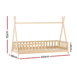 Artiss Bed Frame Wooden Kids House Frames Oak PUAH WBED-PUAH-S-PN-AB