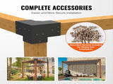 Pergola Bracket Kit 152x152mm, 4pcs 3-Way Heavy Duty Corner Bracket Woodworks DIY Post Base Kit, V952-LPJJST4PCS6XOAPMSV0