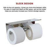 Stainless Steel Double Toilet Paper Holder Towel Roll Tissue Rack Storage Shelf V63-825811