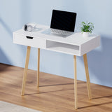 Artiss Computer Desk Drawer Cabinet Shelf White 90CM FURNI-G-DESK-1600-WH-WD