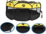 Portable Pet Playpen with Mesh Panels, Foldable Indoor Outdoor Run for Cats Puppies, Yellow V1189-LC-RY-00603