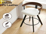 2x Artiss Bar Stools Swivel Kitchen Chairs Metal Legs Bentwood Counter White PU BA-TW-W0100-WHX2