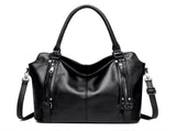 Black Vintage Soft PU Leather Tote Bag Large Capacity Multi-Pocket Handbag Convertible Shoulder V888-ELOSUNG46376