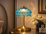 Cordless Table Lamp, Rechargeable Amber Glass Lotus Flower Lamp 3600mAh touch lamp with 3 color V1192-AZ-W-23127