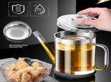 Heat-Resistant Glass Oil Dispenser with Stainless Steel Strainer V1263-JX-3434