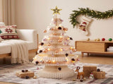 Jingle Jollys Paper Christmas Tree 114CM w/ Star Topper LEDs Xmas Decorations Kit Home Office White PAPER-XMAS-TR-100-WH